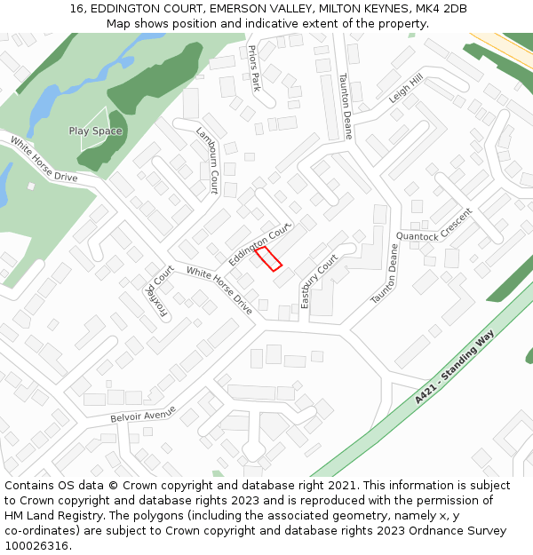 16, EDDINGTON COURT, EMERSON VALLEY, MILTON KEYNES, MK4 2DB: Location map and indicative extent of plot