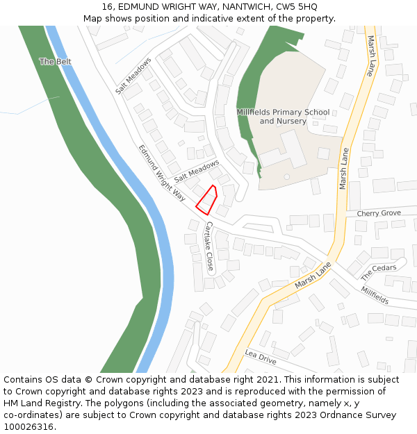 16, EDMUND WRIGHT WAY, NANTWICH, CW5 5HQ: Location map and indicative extent of plot