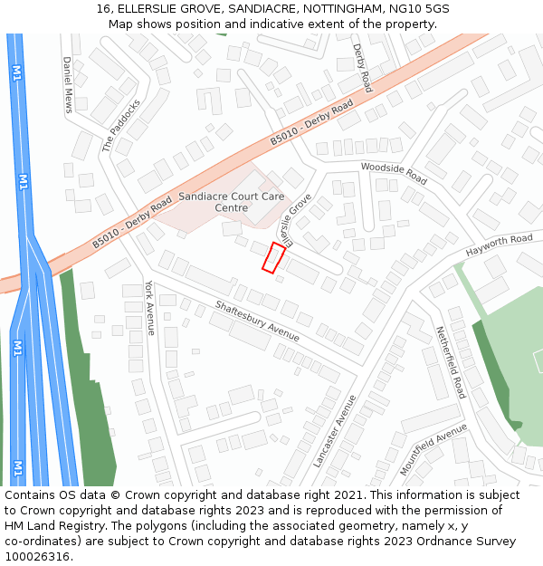 16, ELLERSLIE GROVE, SANDIACRE, NOTTINGHAM, NG10 5GS: Location map and indicative extent of plot