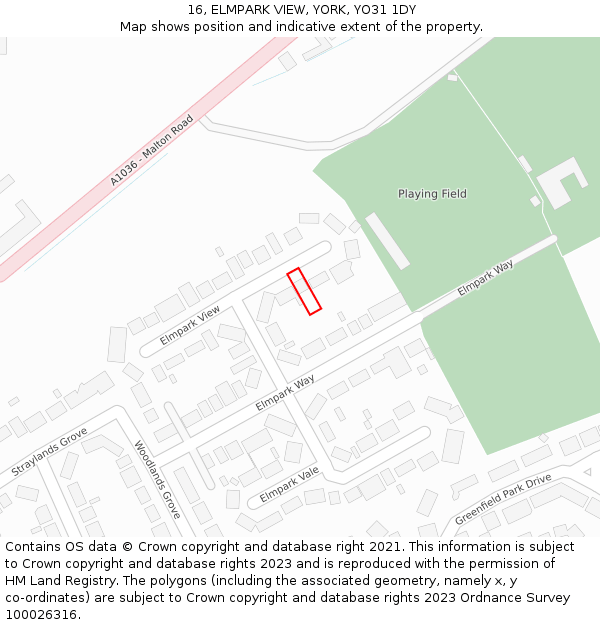 16, ELMPARK VIEW, YORK, YO31 1DY: Location map and indicative extent of plot