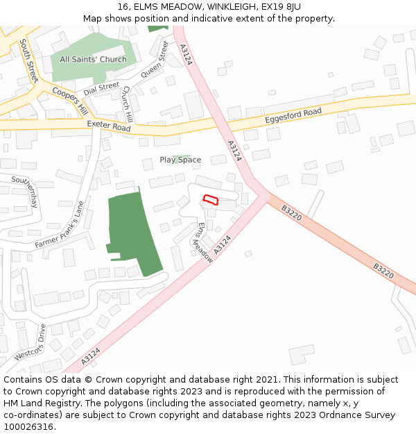 16, ELMS MEADOW, WINKLEIGH, EX19 8JU: Location map and indicative extent of plot