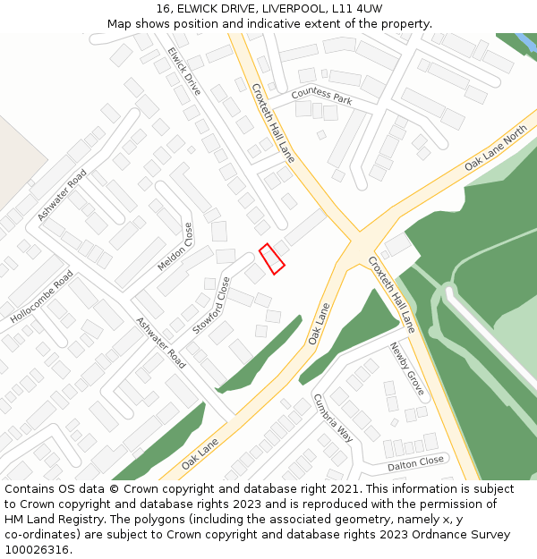 16, ELWICK DRIVE, LIVERPOOL, L11 4UW: Location map and indicative extent of plot