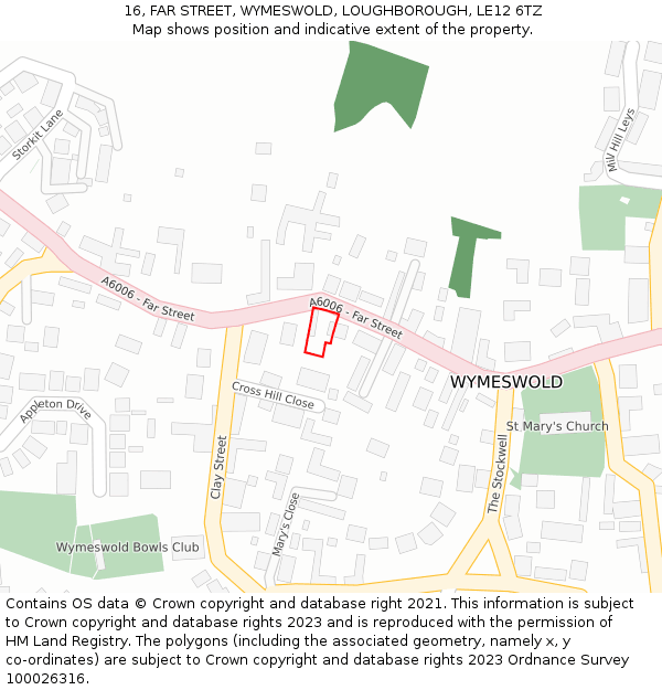 16, FAR STREET, WYMESWOLD, LOUGHBOROUGH, LE12 6TZ: Location map and indicative extent of plot