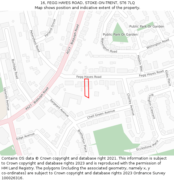 16, FEGG HAYES ROAD, STOKE-ON-TRENT, ST6 7LQ: Location map and indicative extent of plot