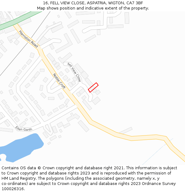 16, FELL VIEW CLOSE, ASPATRIA, WIGTON, CA7 3BF: Location map and indicative extent of plot