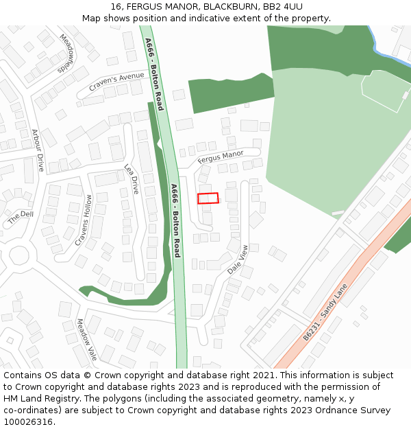 16, FERGUS MANOR, BLACKBURN, BB2 4UU: Location map and indicative extent of plot