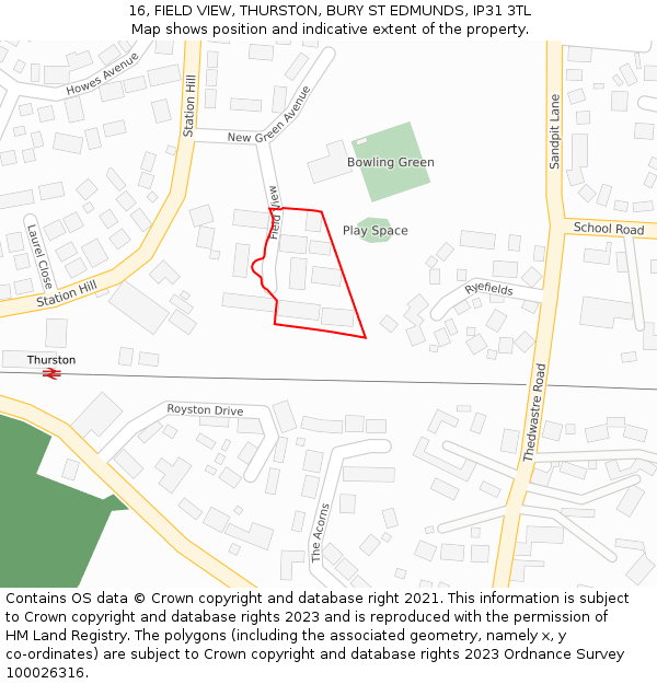 16, FIELD VIEW, THURSTON, BURY ST EDMUNDS, IP31 3TL: Location map and indicative extent of plot