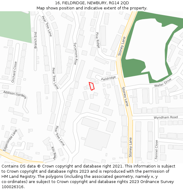 16, FIELDRIDGE, NEWBURY, RG14 2QD: Location map and indicative extent of plot
