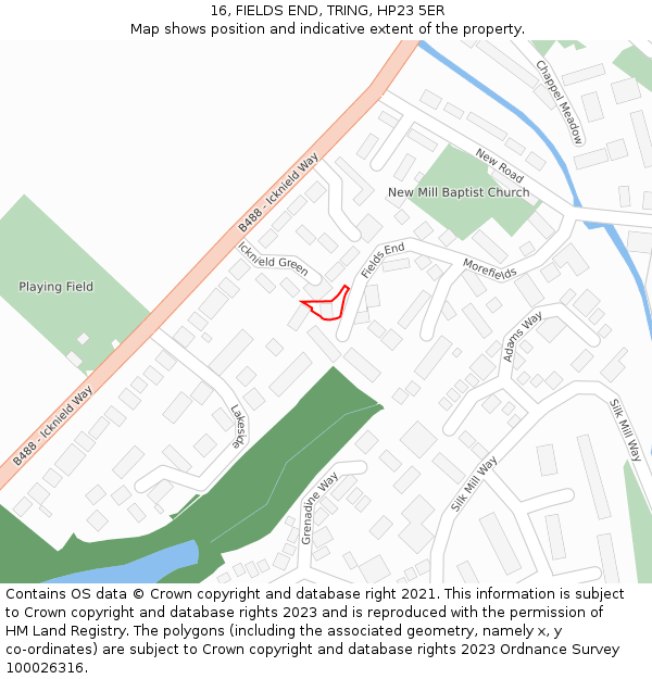 16, FIELDS END, TRING, HP23 5ER: Location map and indicative extent of plot