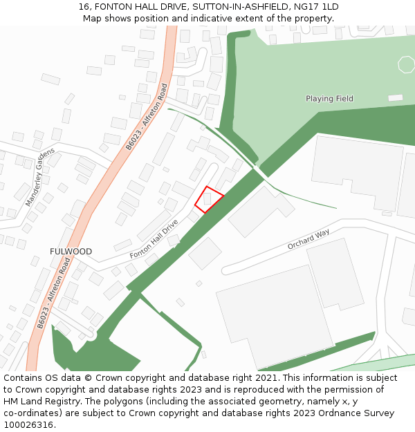 16, FONTON HALL DRIVE, SUTTON-IN-ASHFIELD, NG17 1LD: Location map and indicative extent of plot