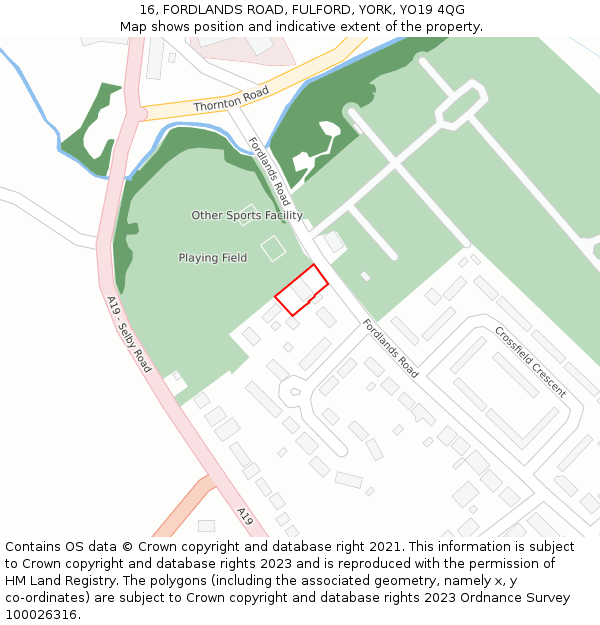 16, FORDLANDS ROAD, FULFORD, YORK, YO19 4QG: Location map and indicative extent of plot