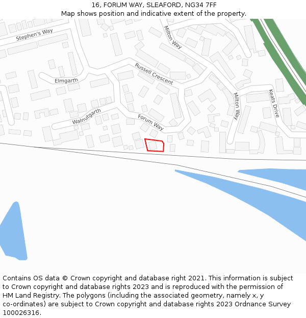 16, FORUM WAY, SLEAFORD, NG34 7FF: Location map and indicative extent of plot