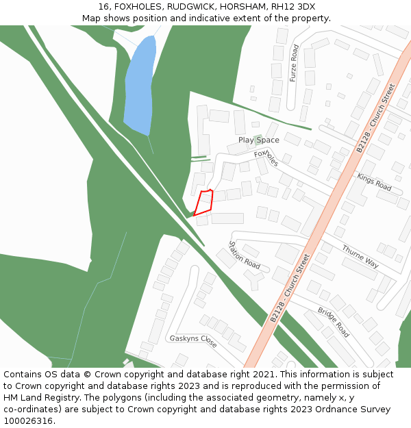 16, FOXHOLES, RUDGWICK, HORSHAM, RH12 3DX: Location map and indicative extent of plot