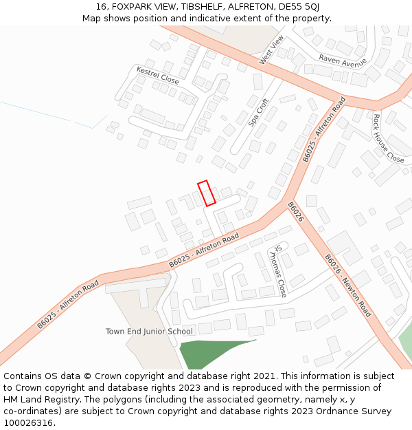 16, FOXPARK VIEW, TIBSHELF, ALFRETON, DE55 5QJ: Location map and indicative extent of plot