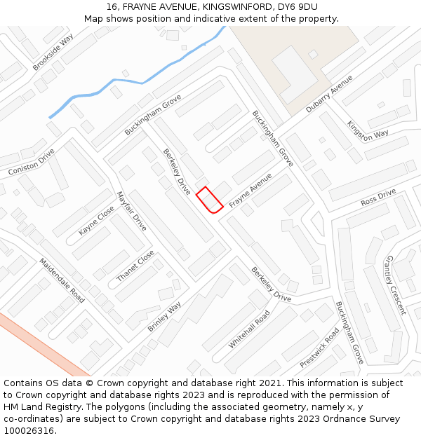 16, FRAYNE AVENUE, KINGSWINFORD, DY6 9DU: Location map and indicative extent of plot