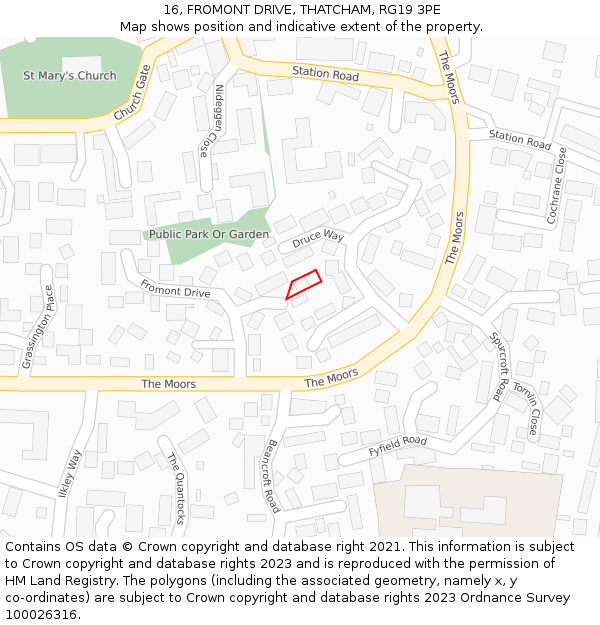 16, FROMONT DRIVE, THATCHAM, RG19 3PE: Location map and indicative extent of plot