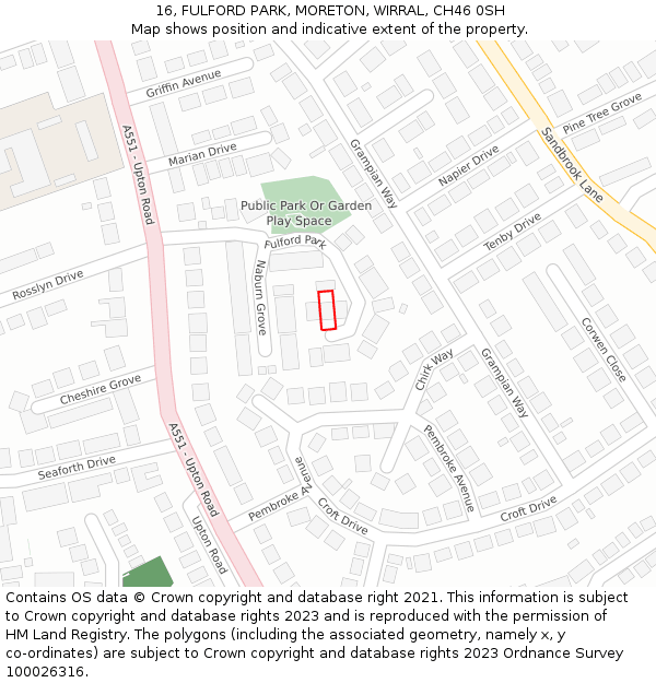 16, FULFORD PARK, MORETON, WIRRAL, CH46 0SH: Location map and indicative extent of plot