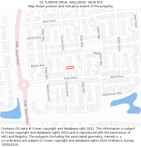 16, FURROW DRIVE, WALLSEND, NE28 9FG: Location map and indicative extent of plot