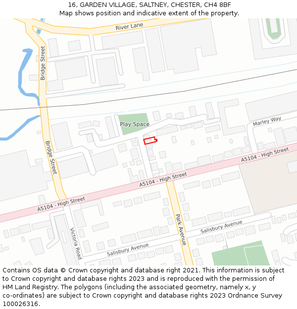 16, GARDEN VILLAGE, SALTNEY, CHESTER, CH4 8BF: Location map and indicative extent of plot
