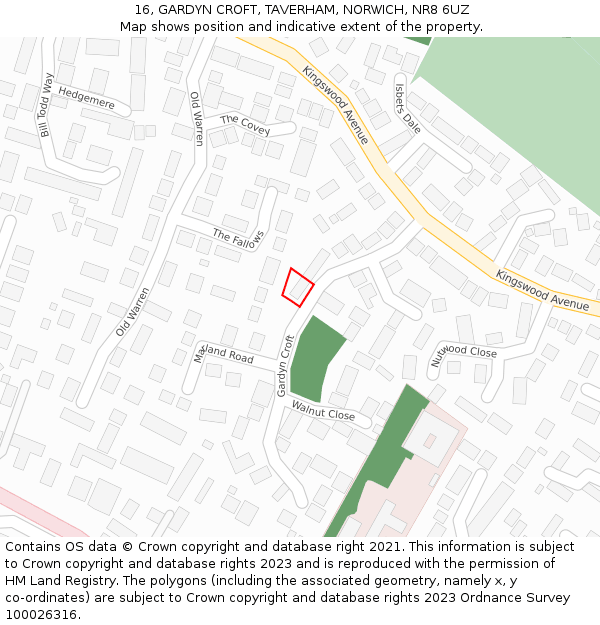 16, GARDYN CROFT, TAVERHAM, NORWICH, NR8 6UZ: Location map and indicative extent of plot