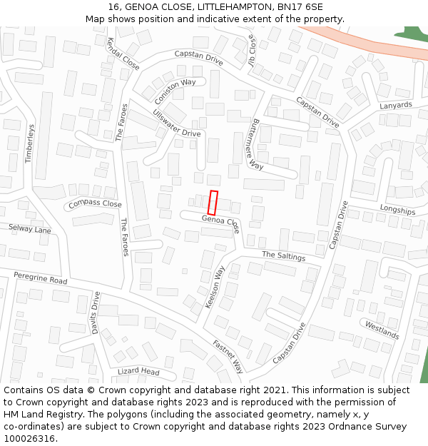 16, GENOA CLOSE, LITTLEHAMPTON, BN17 6SE: Location map and indicative extent of plot