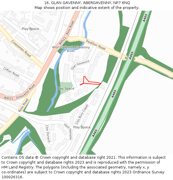 16, GLAN GAVENNY, ABERGAVENNY, NP7 6NQ: Location map and indicative extent of plot
