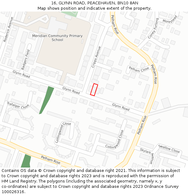 16, GLYNN ROAD, PEACEHAVEN, BN10 8AN: Location map and indicative extent of plot