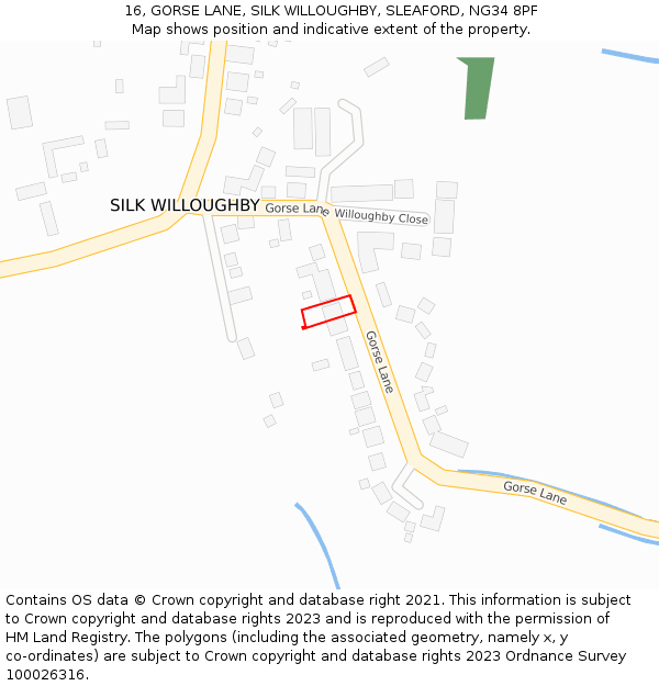 16, GORSE LANE, SILK WILLOUGHBY, SLEAFORD, NG34 8PF: Location map and indicative extent of plot