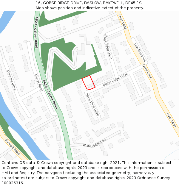 16, GORSE RIDGE DRIVE, BASLOW, BAKEWELL, DE45 1SL: Location map and indicative extent of plot