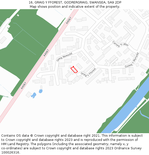 16, GRAIG Y FFOREST, GODRERGRAIG, SWANSEA, SA9 2DP: Location map and indicative extent of plot