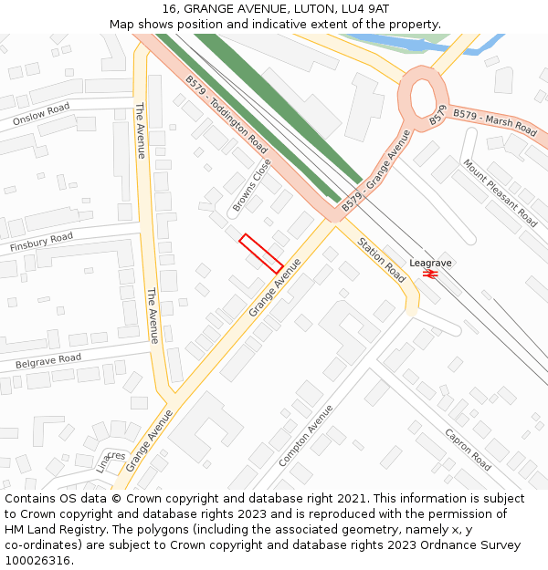 16, GRANGE AVENUE, LUTON, LU4 9AT: Location map and indicative extent of plot