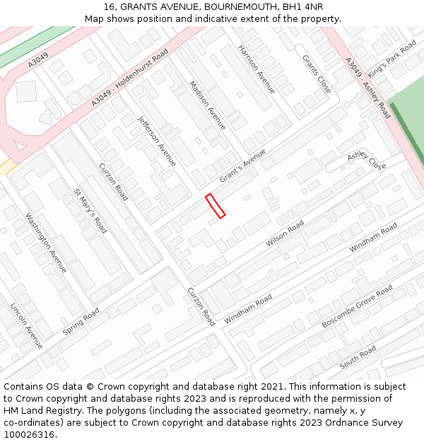 16, GRANTS AVENUE, BOURNEMOUTH, BH1 4NR: Location map and indicative extent of plot