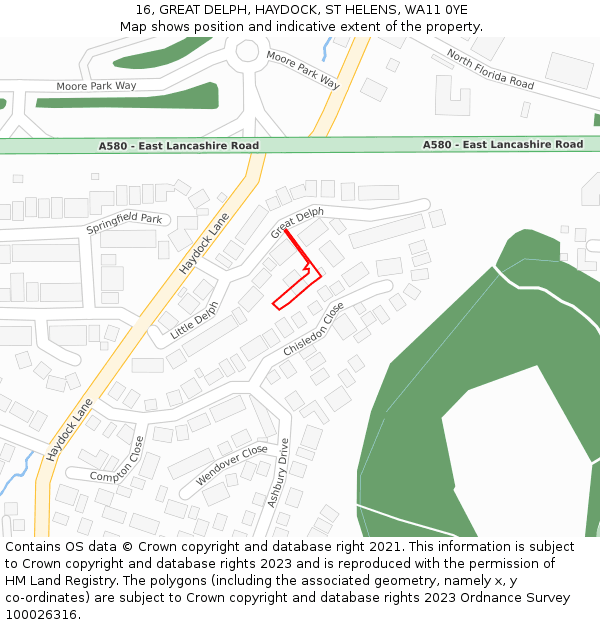 16, GREAT DELPH, HAYDOCK, ST HELENS, WA11 0YE: Location map and indicative extent of plot