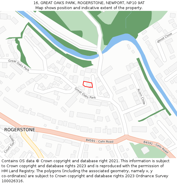 16, GREAT OAKS PARK, ROGERSTONE, NEWPORT, NP10 9AT: Location map and indicative extent of plot