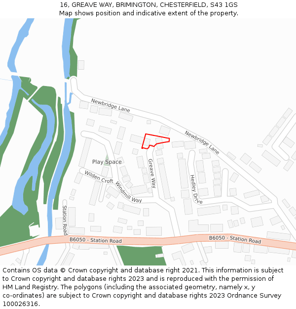 16, GREAVE WAY, BRIMINGTON, CHESTERFIELD, S43 1GS: Location map and indicative extent of plot