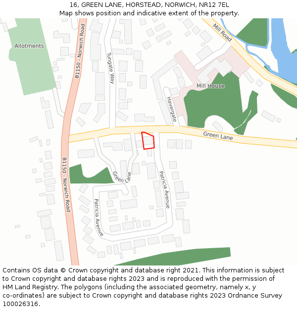 16, GREEN LANE, HORSTEAD, NORWICH, NR12 7EL: Location map and indicative extent of plot