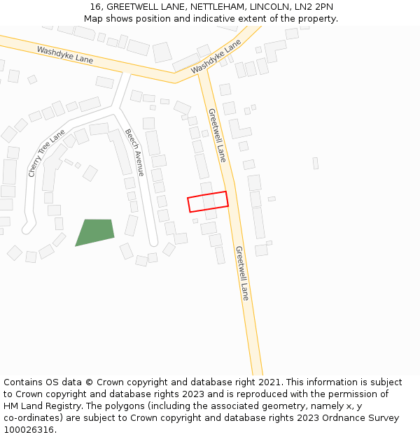 16, GREETWELL LANE, NETTLEHAM, LINCOLN, LN2 2PN: Location map and indicative extent of plot
