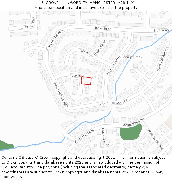 16, GROVE HILL, WORSLEY, MANCHESTER, M28 1HX: Location map and indicative extent of plot