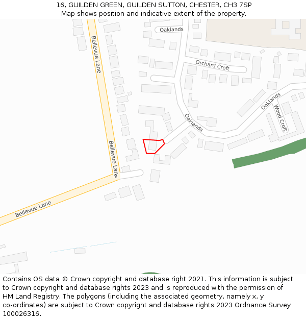 16, GUILDEN GREEN, GUILDEN SUTTON, CHESTER, CH3 7SP: Location map and indicative extent of plot