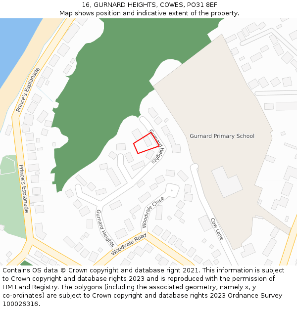 16, GURNARD HEIGHTS, COWES, PO31 8EF: Location map and indicative extent of plot