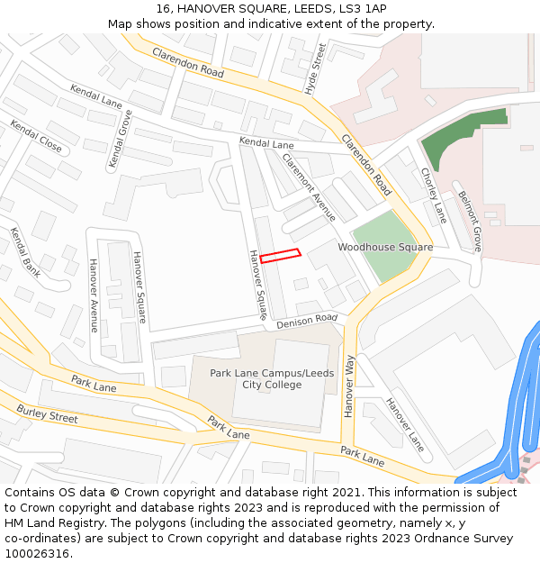 16, HANOVER SQUARE, LEEDS, LS3 1AP: Location map and indicative extent of plot