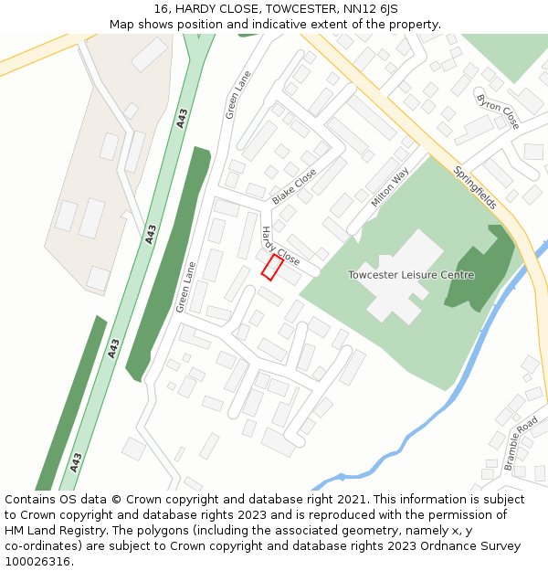 16, HARDY CLOSE, TOWCESTER, NN12 6JS: Location map and indicative extent of plot