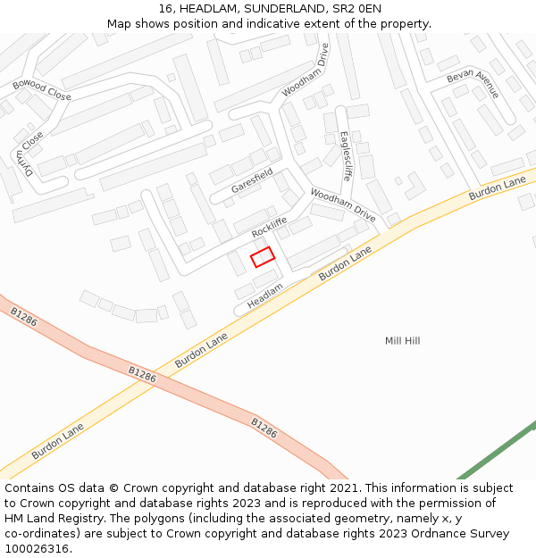 16, HEADLAM, SUNDERLAND, SR2 0EN: Location map and indicative extent of plot