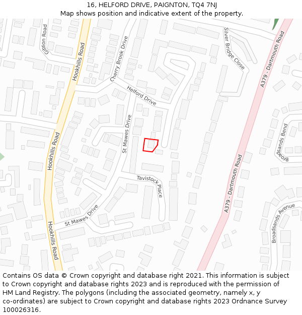 16, HELFORD DRIVE, PAIGNTON, TQ4 7NJ: Location map and indicative extent of plot