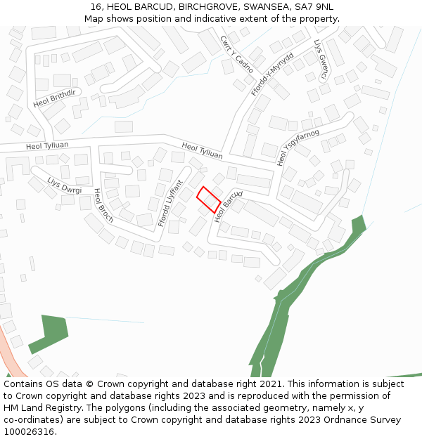 16, HEOL BARCUD, BIRCHGROVE, SWANSEA, SA7 9NL: Location map and indicative extent of plot