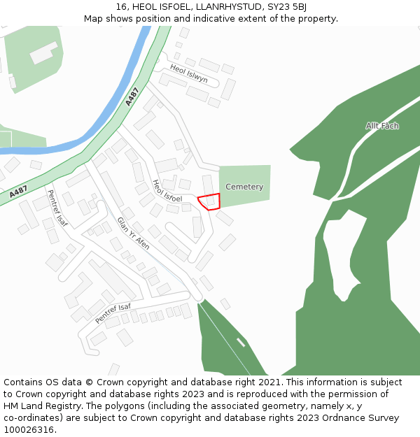 16, HEOL ISFOEL, LLANRHYSTUD, SY23 5BJ: Location map and indicative extent of plot