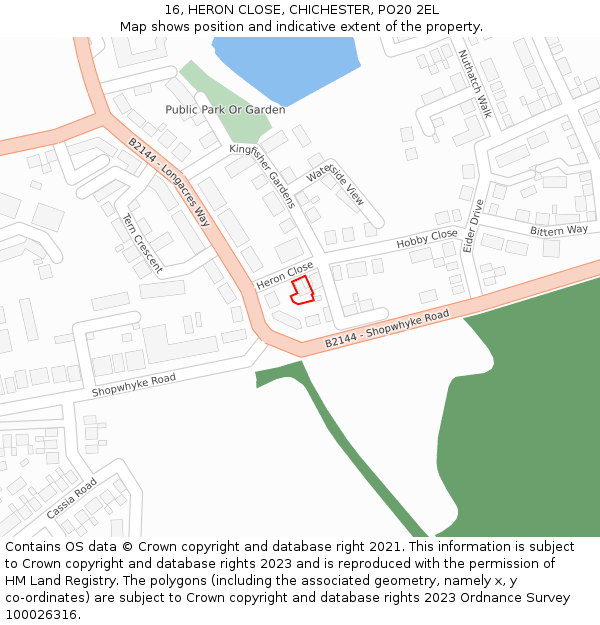 16, HERON CLOSE, CHICHESTER, PO20 2EL: Location map and indicative extent of plot