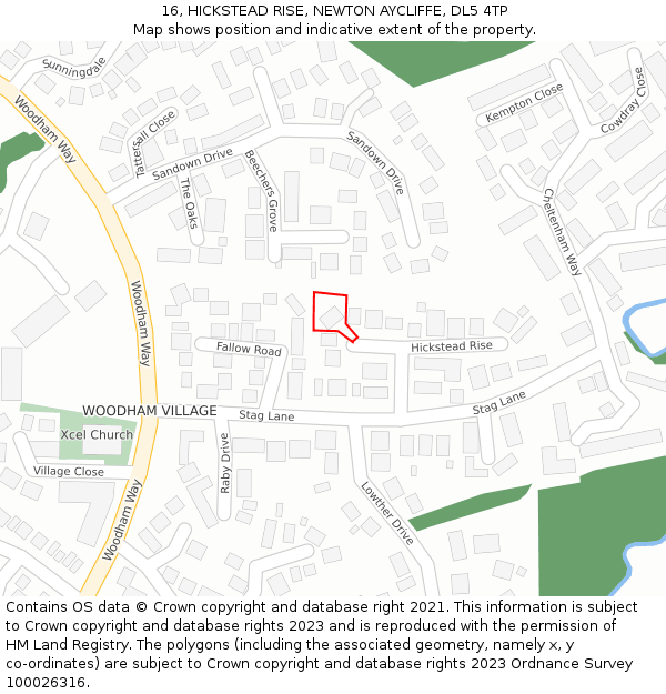 16, HICKSTEAD RISE, NEWTON AYCLIFFE, DL5 4TP: Location map and indicative extent of plot