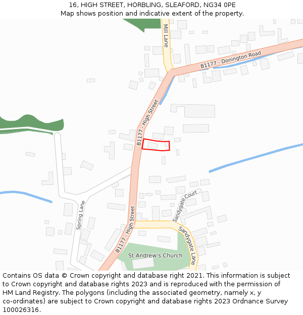 16, HIGH STREET, HORBLING, SLEAFORD, NG34 0PE: Location map and indicative extent of plot