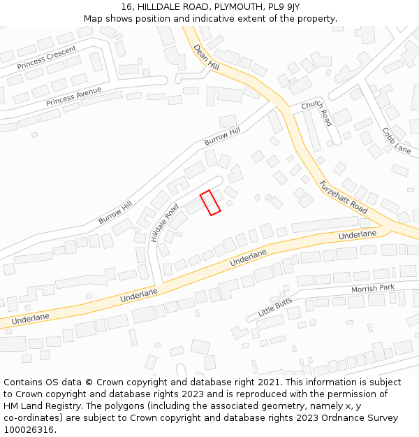 16, HILLDALE ROAD, PLYMOUTH, PL9 9JY: Location map and indicative extent of plot